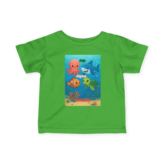 Cute Aqua Friends Infant Tee | Octopus Shark Turtle Clownfish Undersea