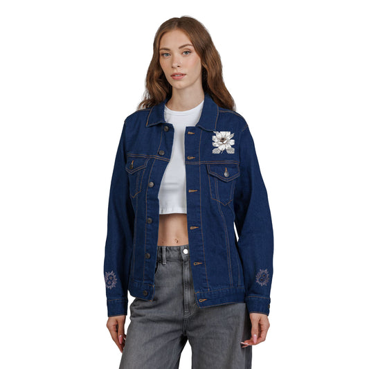 Embroidered Unisex Denim Jacket - Casual Chic, Perfect for Spring, Summer, and Layering, Gift for Friends or Yourself, Floral Design