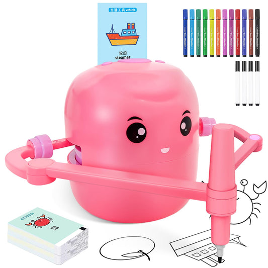 Drawing Robot for Kids with 150 Learning Cards and 17 Colorful Pens, Voice Interactive Educational Smart Art Painting Machine, Step-by-Step Drawing Guidance for Boys Girls Early Learning & STEM Toys