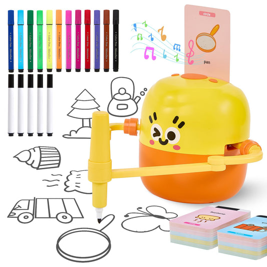 Drawing Robot for Kids, Interactive Educational Drawing Machine with Voice Interaction, Montessori Painting Learning Toy with 150 Word Cards, Birthday for Boys Girls 3 4 5 6 7 8
